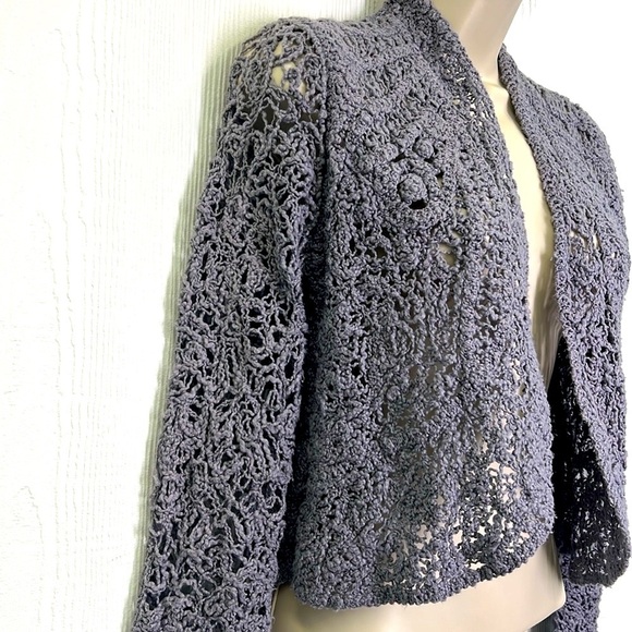 Anthropologie - Angels Of The North Grey Odense Open Knit Open Cardigan Medium - Picture 5 of 13